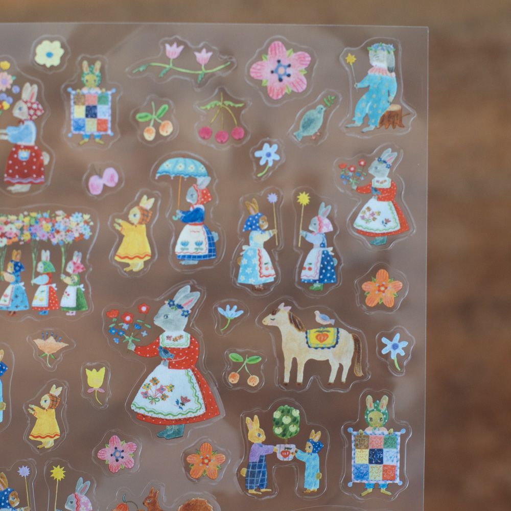 表現社 cozyca products｜Aiko Fukawa・シール「Rabbit garden