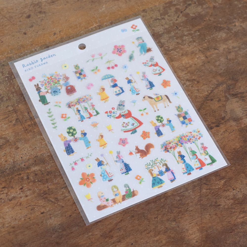 表現社 cozyca products｜Aiko Fukawa・シール「Rabbit garden