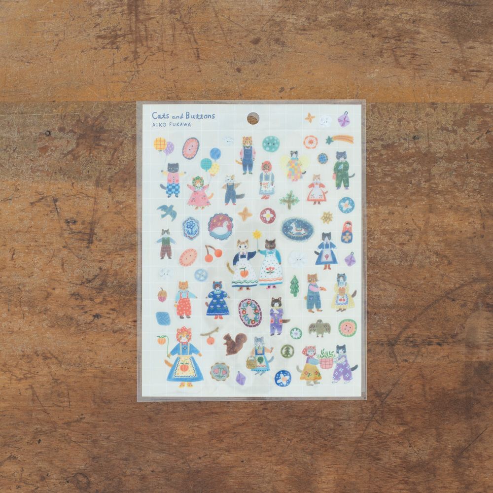 表現社 cozyca products｜Aiko Fukawa・シール「Cats and Buttons