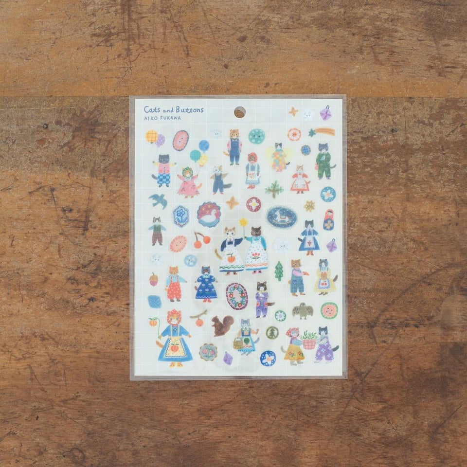 Aiko Fukawa・シール「Cats and Buttons」