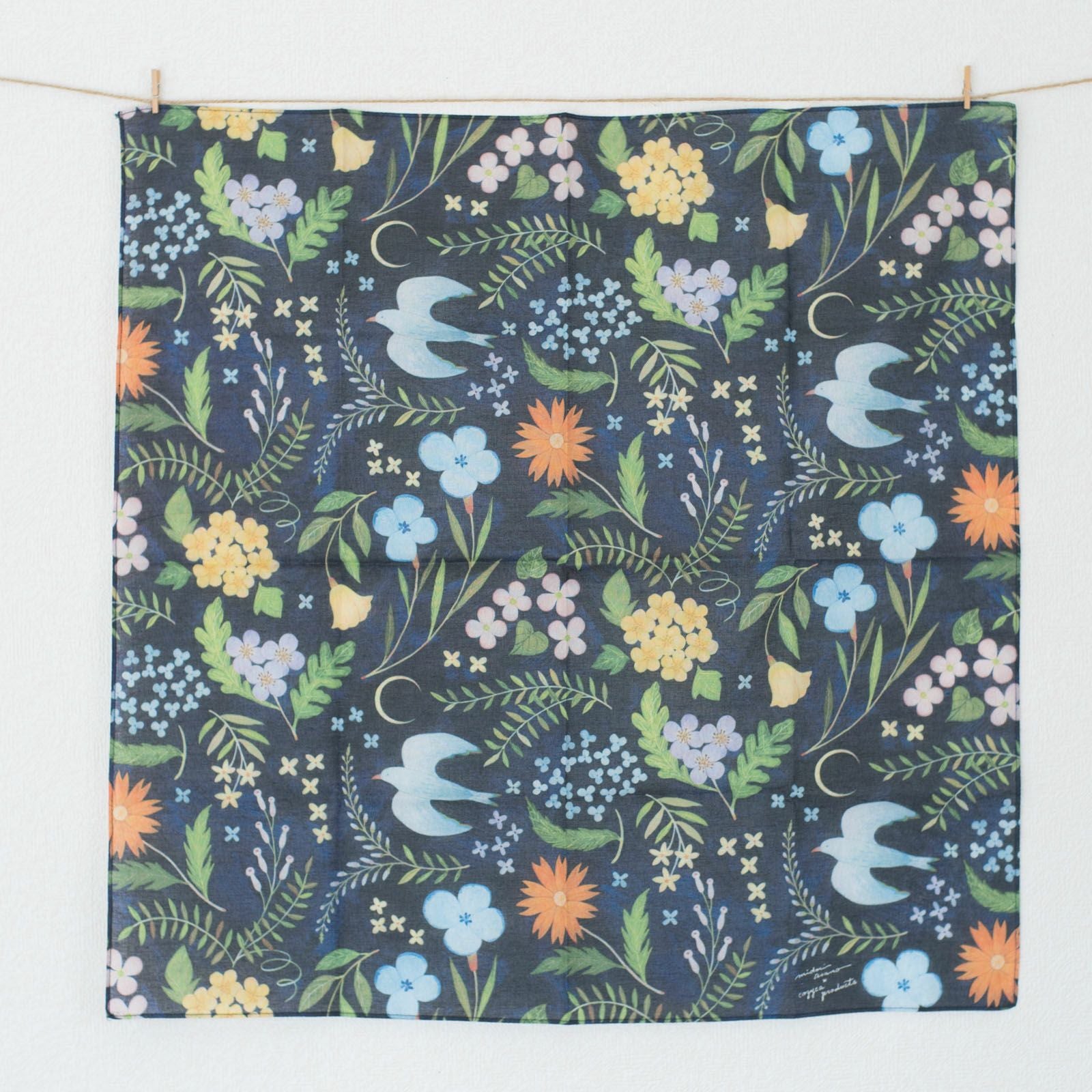 浅野みどり・ハンカチ「花鳥風月」