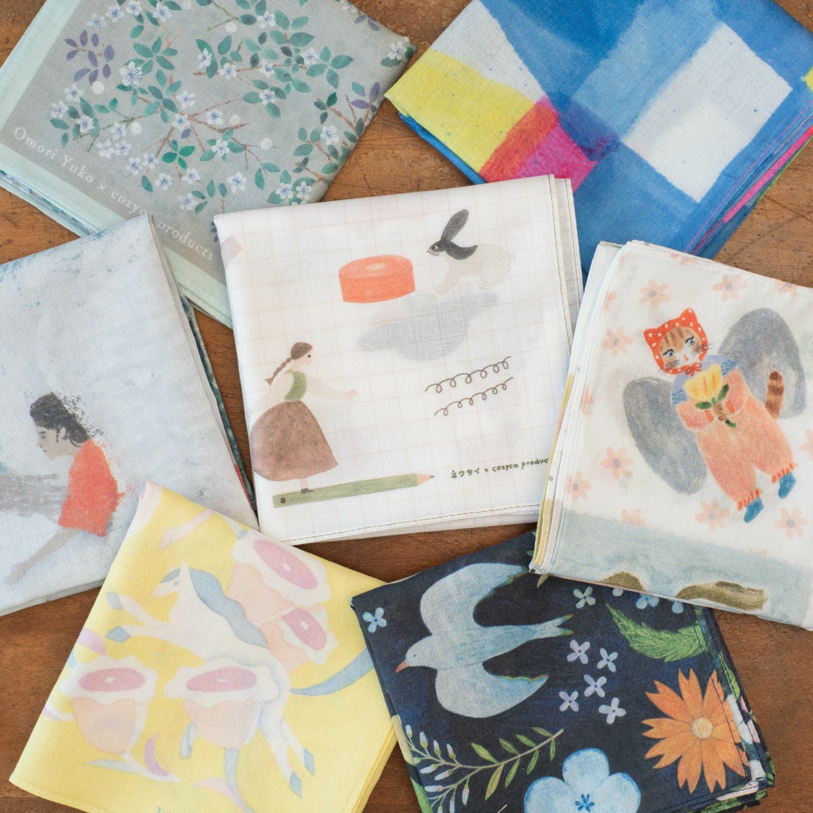 表現社 cozyca products｜浅野みどり・ハンカチ「花鳥風月」 | 月刊手紙舎