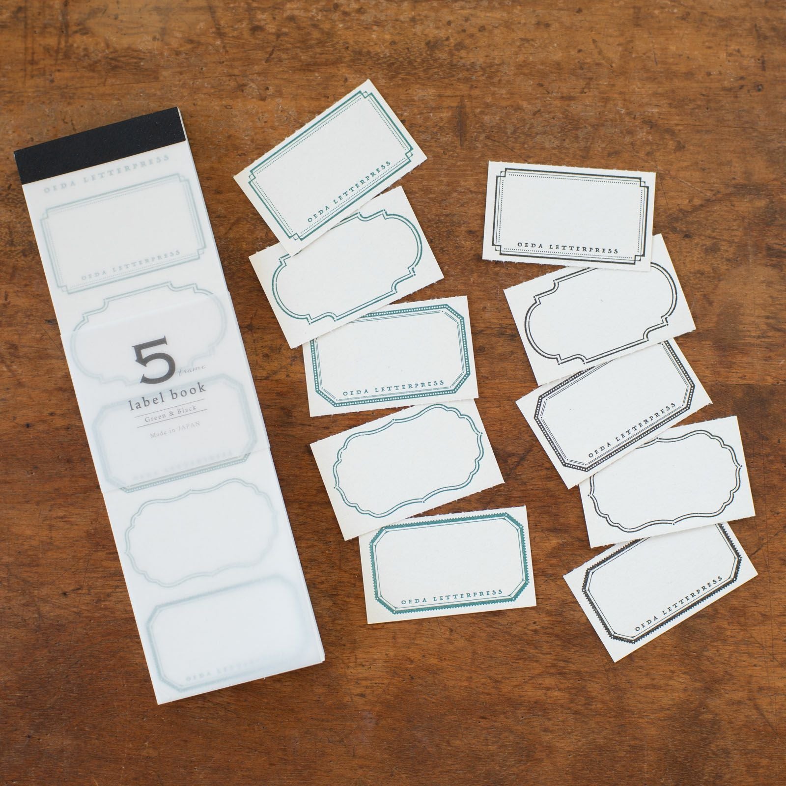 大枝活版室 / OEDA LETTERPRESS｜5frame label book 【Green＆Black