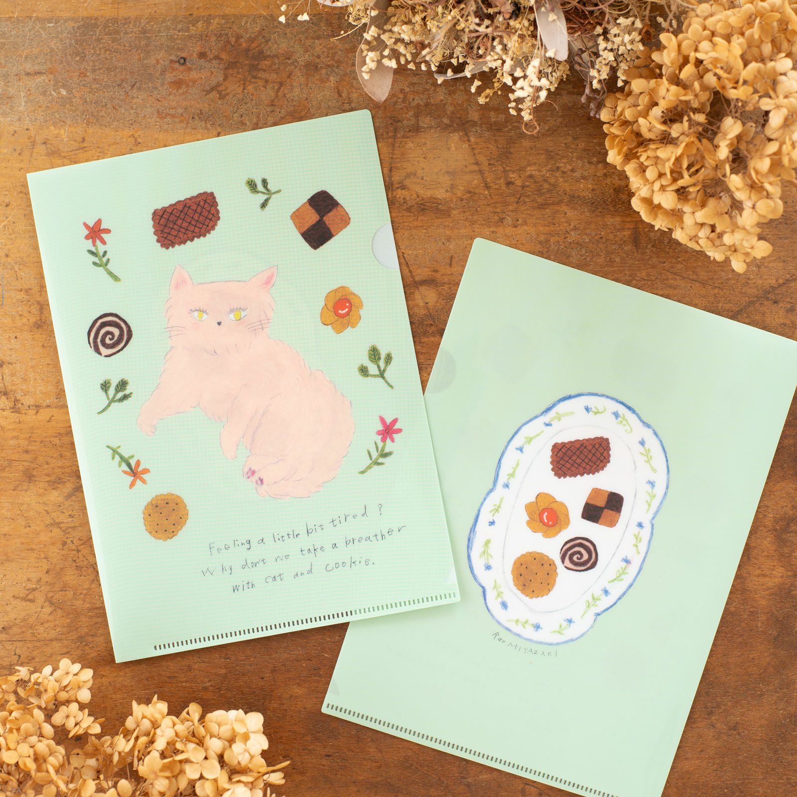 手紙社｜宮嵜 蘭・クリアファイル「cat & cookie」 | 月刊手紙舎