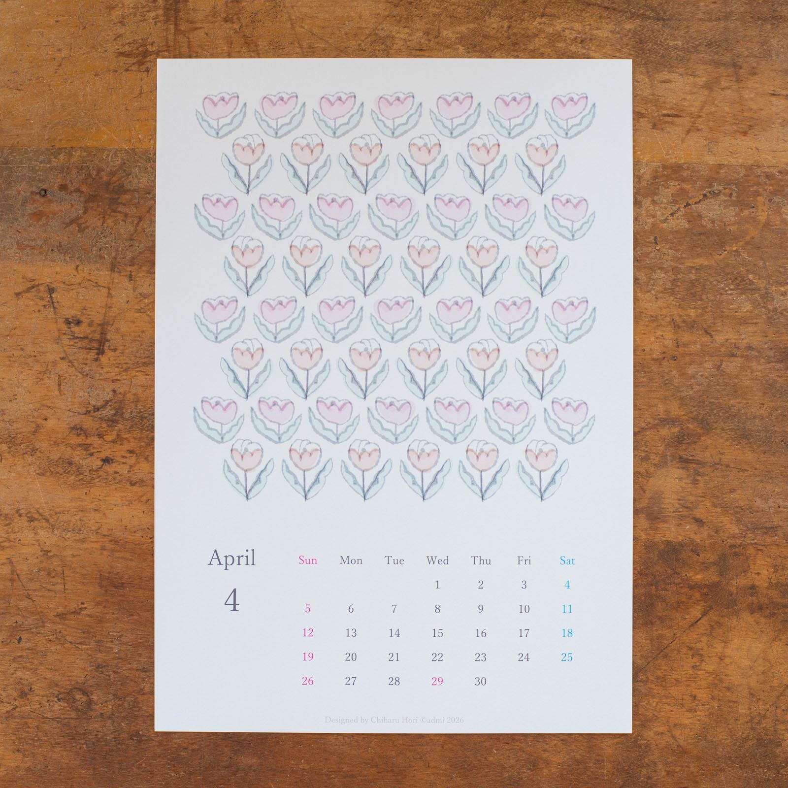 admi｜2026年カレンダー4月