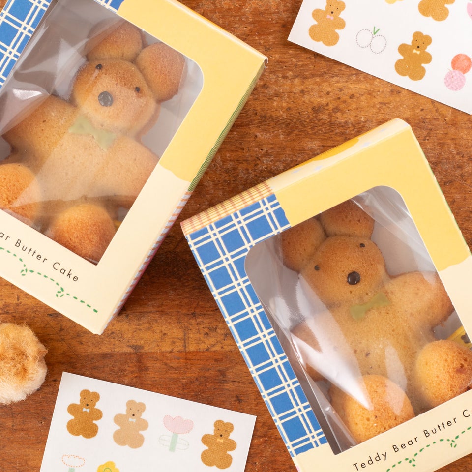 黄色と青のチェックがかわいい箱のデザイン