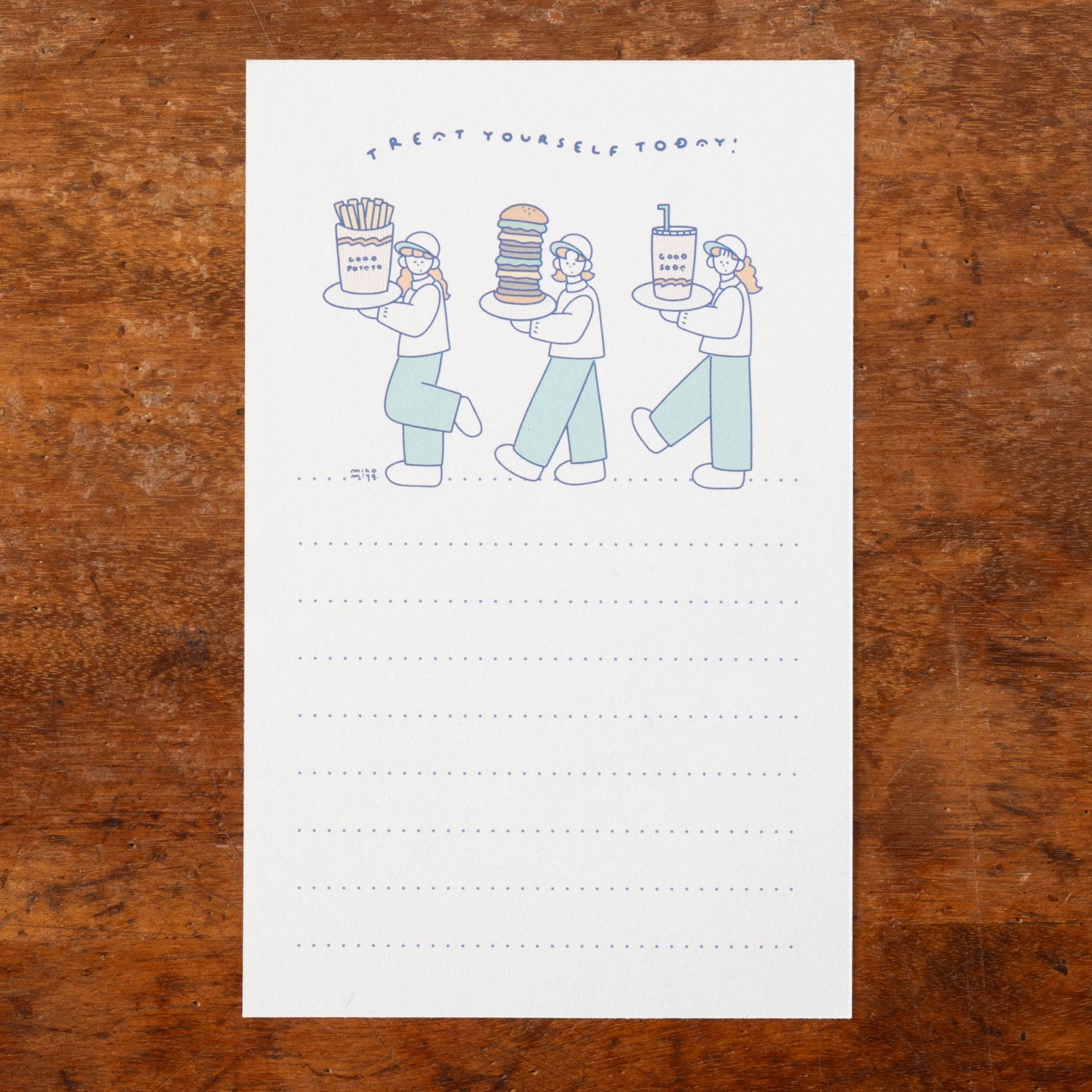 女の子が食べ物を運ぶデザイン