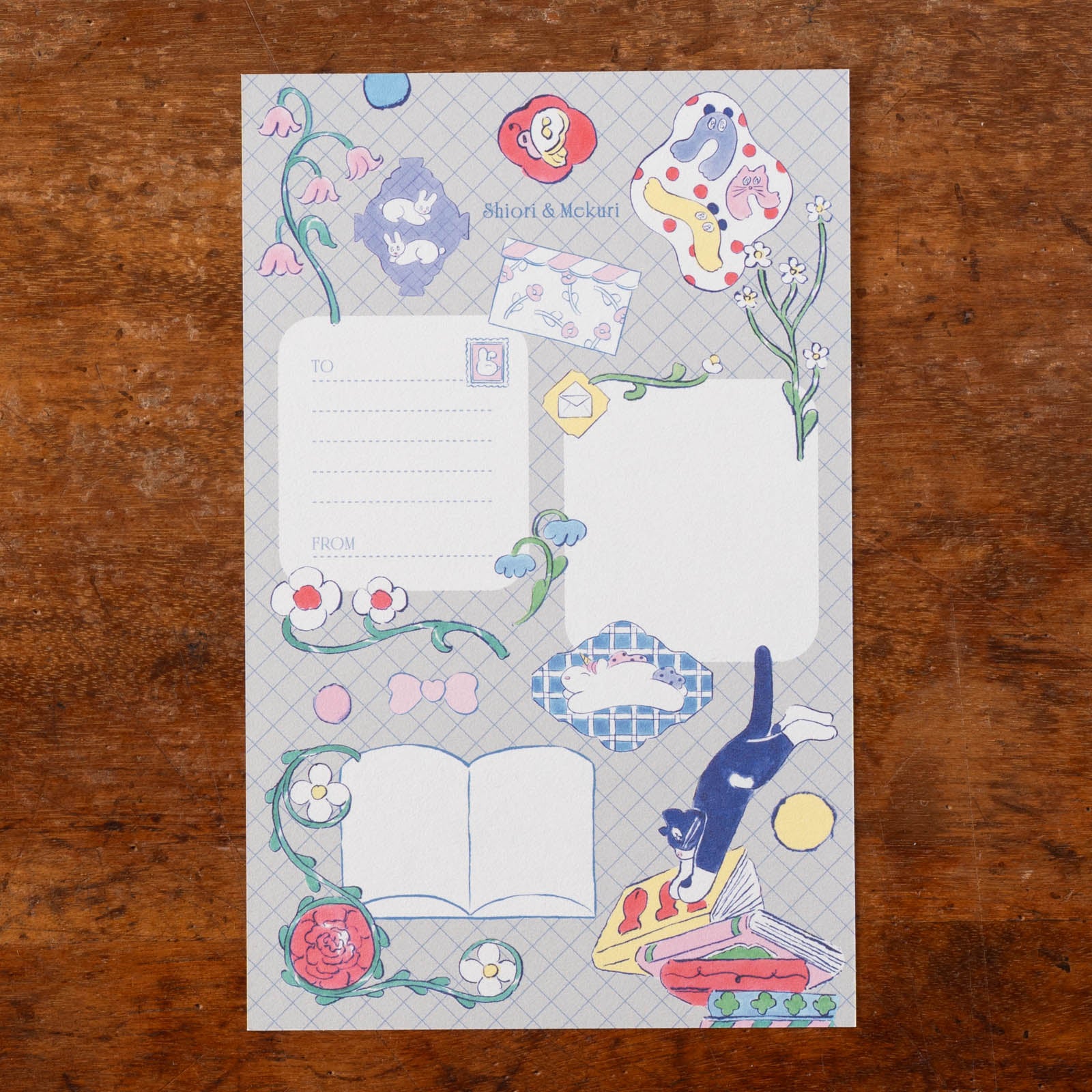 グレーとお花の組み合わせがおしゃれなデザイン