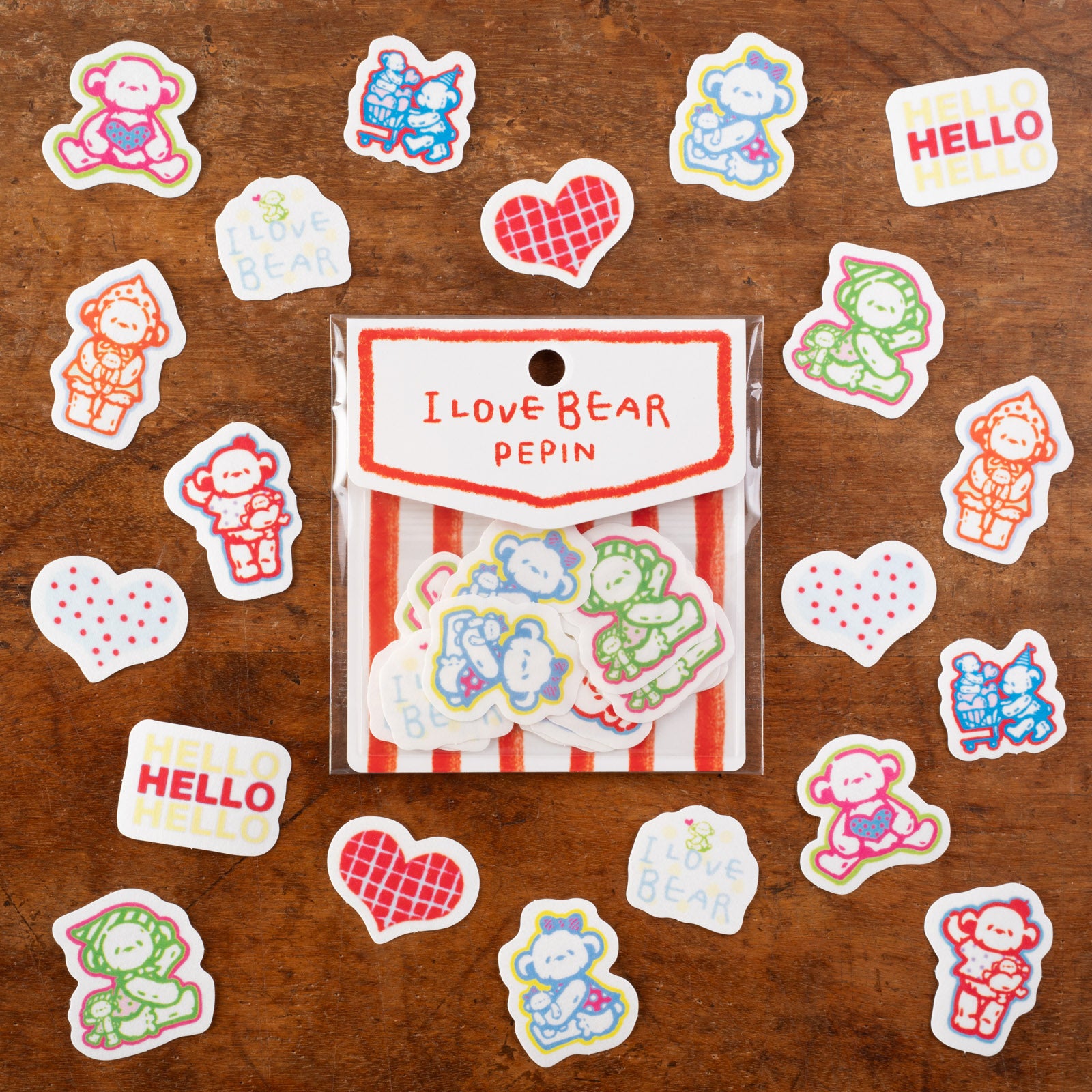 手紙社｜PEPIN・フレークシール「I LOVE BEAR」 | 月刊手紙舎
