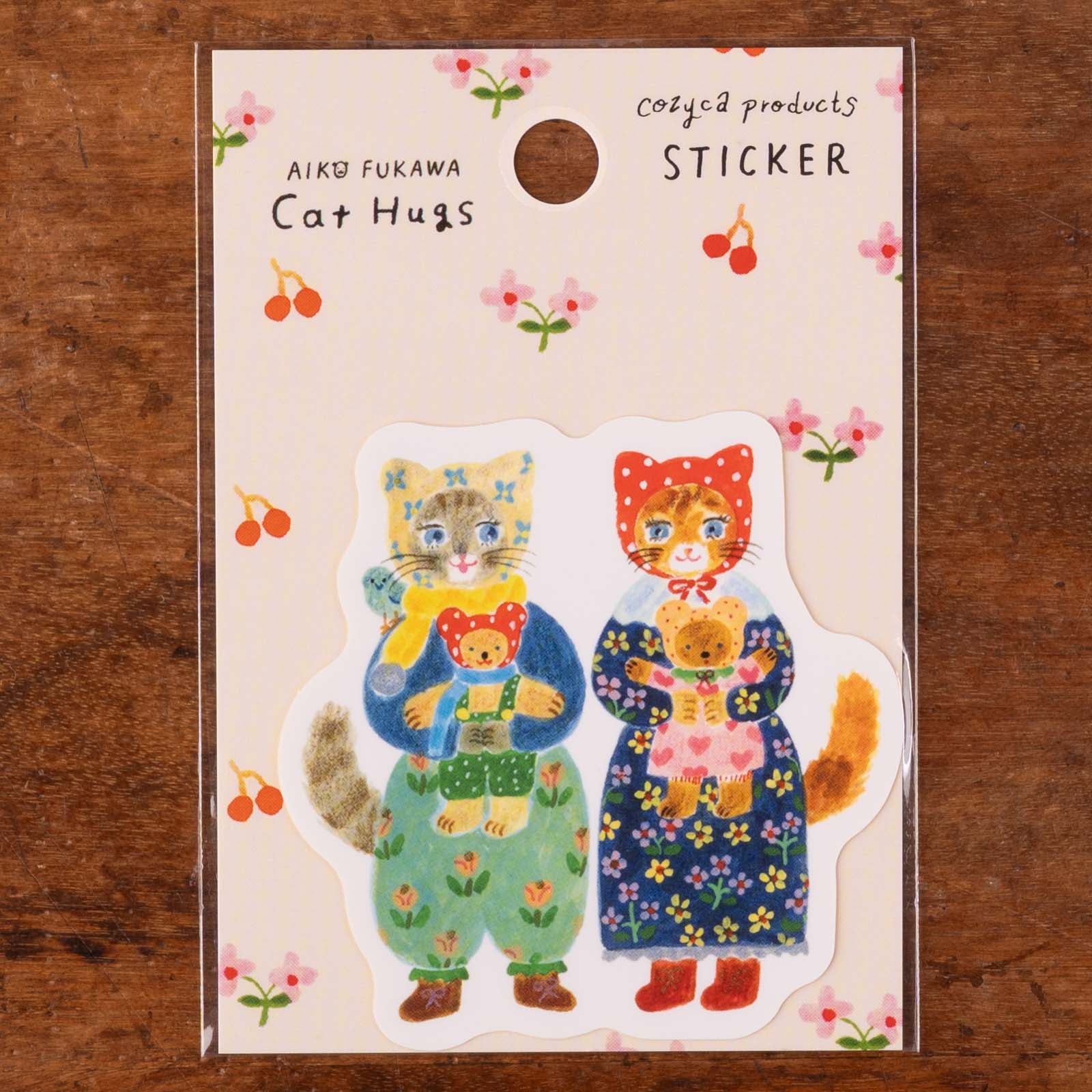 表現社 cozyca products｜Aiko Fukawa・ステッカー「Cat Hugs」 | 月刊