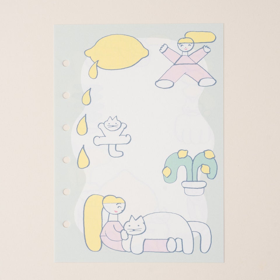 ねことレモンがユニークに描かれたデザイン